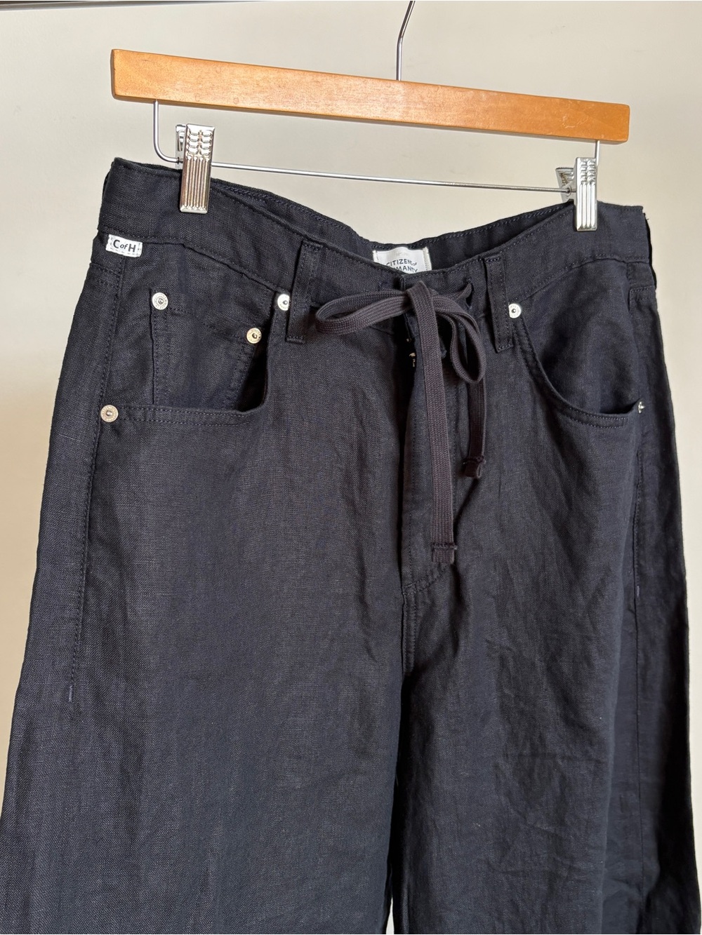 $298 NWOT Citizens Of Humanity “Brynn” Linen Trousers in Dark Blue Sz 29 - Picture 9 of 15